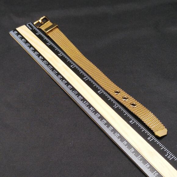Vintage Avon Mesh Bracelet, Belt Buckle Style, 1970s, Gold Tone - Picture 6 of 10